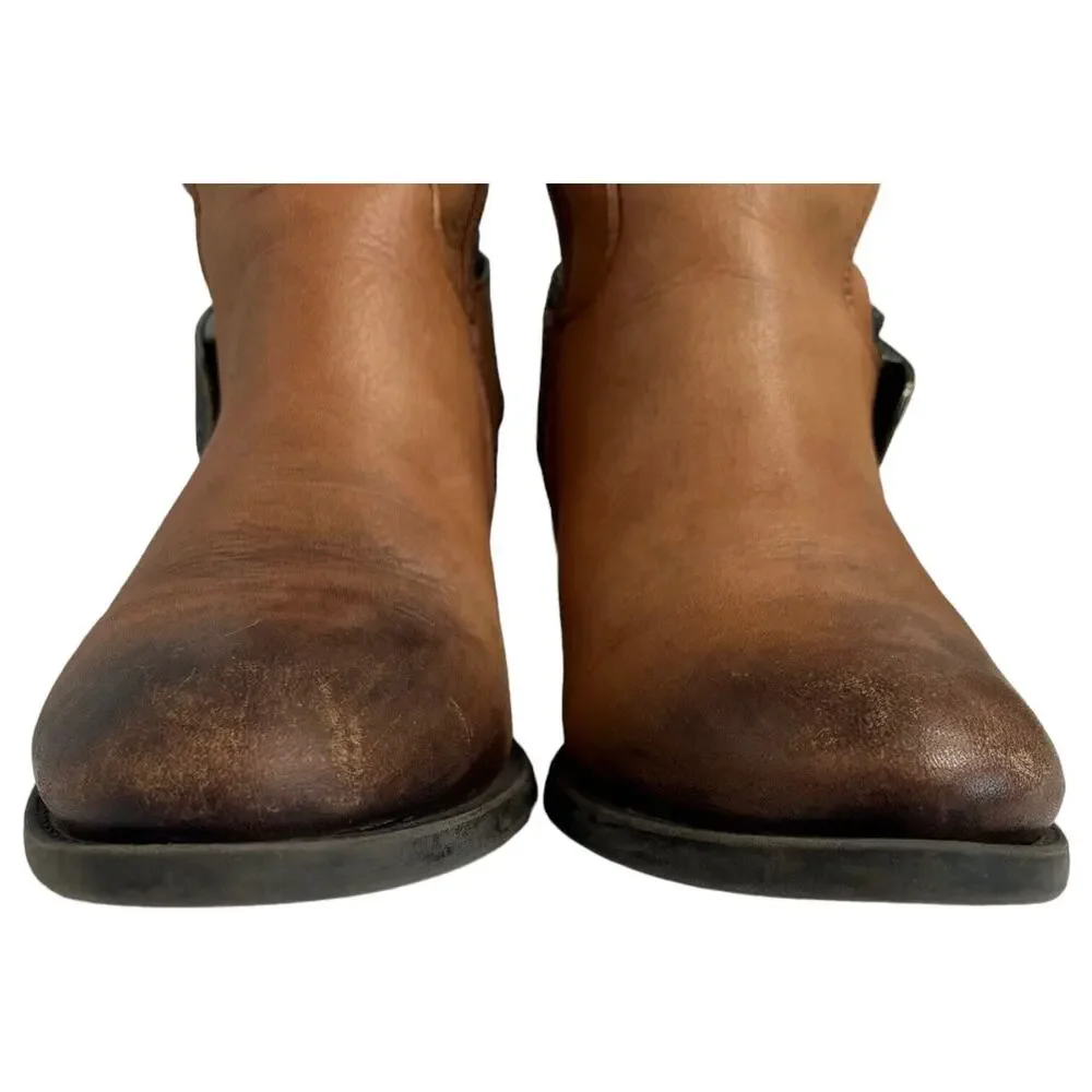 Vince Camuto Boots Womens 6 Bedina 2 Leather Tall Western Boho Buckle Brown